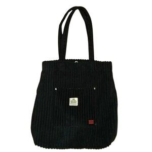 BDG Urban Outfitters Black Corduroy Tote Bag With Front Pocket Double Straps